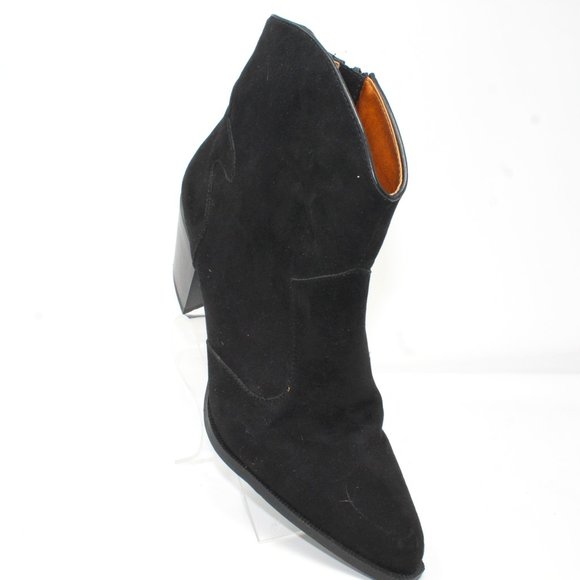 Ann Marino Shoes - Ann Marino Women's Sz 10 Black Faux Suede Fabric Zip Western Style Ankle Boots